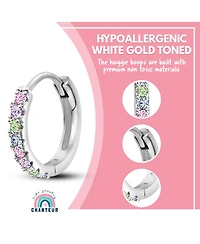 Chanteur Girls /Girl/Round Multi-color Cz White Gold Palladium Plating Huggie Hoop Earring