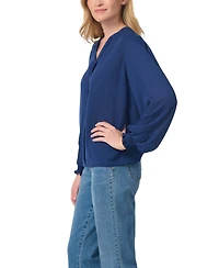 Gloria Vanderbilt Women's V-Neck Long-Bishop-Sleeve Pull-On Blouse