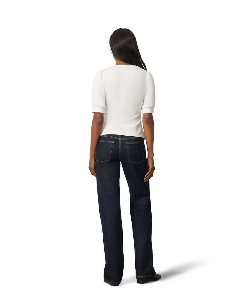 Cable & Gauge Women's Draped Wrap Top with Hardware Detail