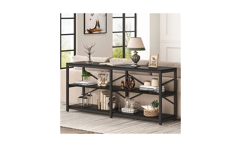 Slickblue 3-Tier Console Table with Storage Shelves for Entryway