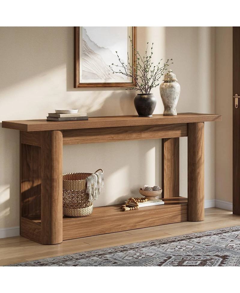 Slickblue 2-Tier Farmhouse Console Table for Entryway or Sofa