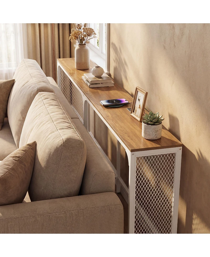 Slickblue Narrow 71" Console Table with Power Outlet for Small Rooms