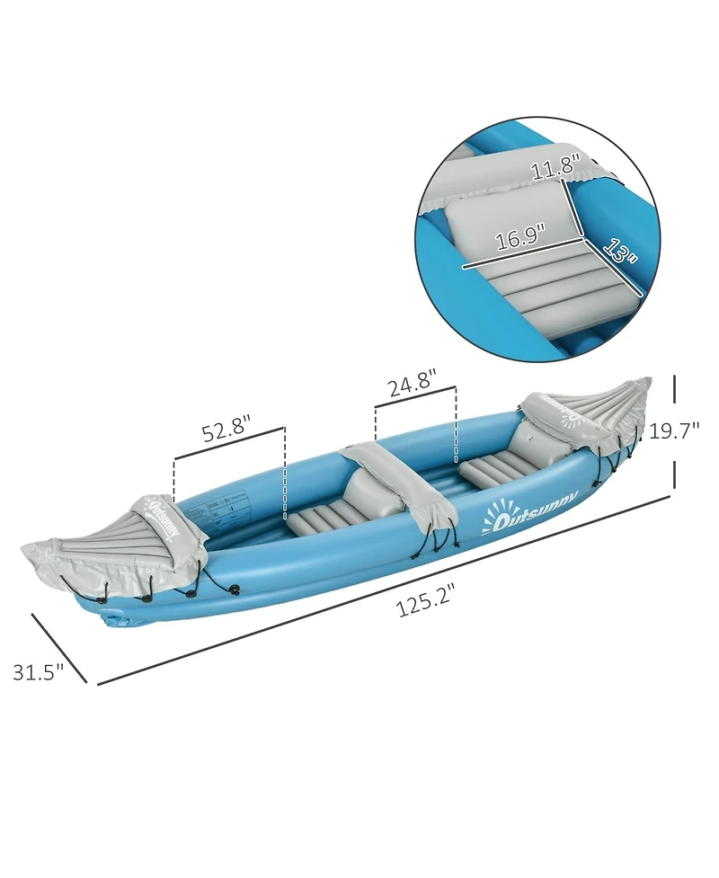 Hikeen K2 Kayak, 2 Person Inflatable Kayak, Includes Paddles, Aluminum Oars, Repair Kit, Portable Tandem Blow Up Boat
