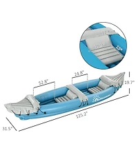 Hikeen K2 Kayak, 2 Person Inflatable Kayak, Includes Paddles, Aluminum Oars, Repair Kit, Portable Tandem Blow Up Boat