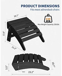 homfan 2-Pack Folding Adirondack Ottoman Hdpe Weather-Resistant Outdoor Footrest for Patio, Deck or Backyard