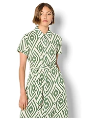 Apricot Women's Short Sleeve Midi Shirt Dress