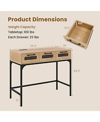 Slickblue Modern Console Table with Led Lights and Charging Station