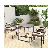 Boyel Living 5 Piece Rattan Counter Set with 4 Stools and Polywood Bar Table