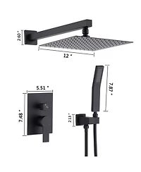 Busdays 12 Inch Ceiling Mount Brushed Nickel Rain Shower System Luxury Rainfall Shower Head Combo Set