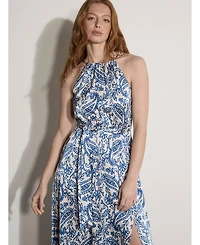 Apricot Women's Paisley Satin Split Maxi Dress