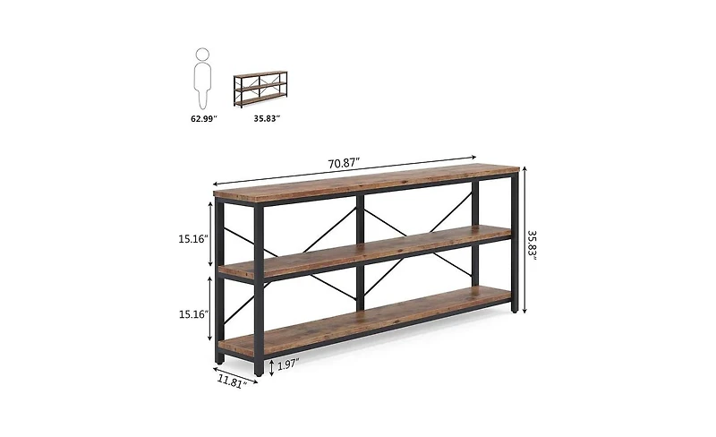Slickblue 70.9" Console Table with 3-Tier Metal Frame Storage