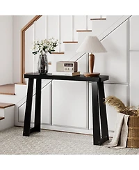 Slickblue 43" Solid Rubber Wood Console Table with Thick Top and Stable Base