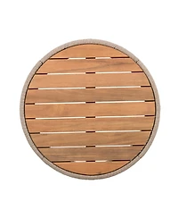 sumyeg Acacia Wood Coffee Table 26 Inch Round Industrial Accent Table with Rope and Iron Frame