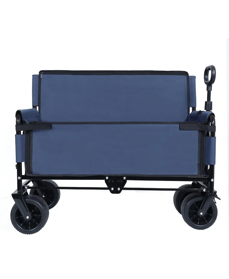 Mountaintop 3-in-1 Convertible Folding Wagon Cart,500lbs 180L Bench Seat, All-Terrain Wheels for Beach, Sports, Garden