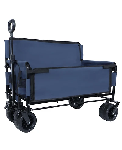 Mountaintop 3-in-1 Convertible Folding Wagon Cart,500lbs 180L Bench Seat, All-Terrain Wheels for Beach, Sports, Garden
