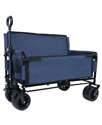 Mountaintop 3-in-1 Convertible Folding Wagon Cart,500lbs 180L Bench Seat, All-Terrain Wheels for Beach, Sports, Garden
