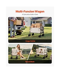 Mountaintop Collapsible Folding Wagon, 550lb 220L, 2-in-1 Bench Cart, Adjustable Handle for Grocery, Camping and Gardening