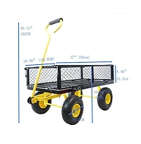 Mountaintop Folding Garden Cart Mesh Steel Utility Wagon with Removable Sides, Convertible Landscape Heavy Duty Cart for Beach Lawn Yard