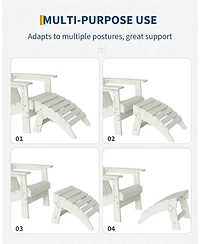 homfan Folding Adirondack Chair and Ottoman Hdpe All-Weather Outdoor Chair for Deck, Garden or Backyard