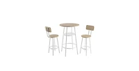 Flynama 3-Piece Foldable Bar Table Set with 2 Stools, Backrest and Partition, Steel Frame for Urban Apartments