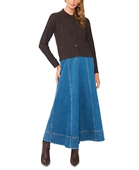 1.state Women's Pointelle Cable Collared Cardigan
