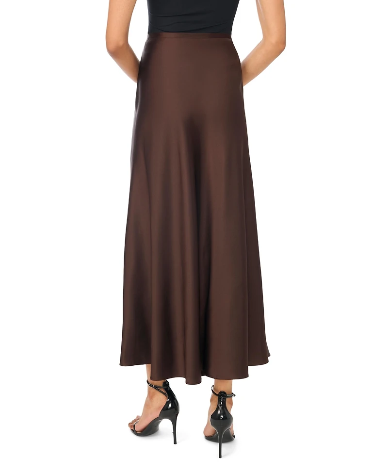 1.state Women's Bias-Cut High-Waisted A-Line Satin Maxi Skirt
