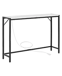 Slickblue Slim Marble Console Sofa Table with Charging Station, Triangular Support, Entryway Furniture