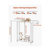 Slickblue Modern Clear Acrylic Console Table with Bottom Storage Shelf, Slim Side Desk for Foyer Hallway
