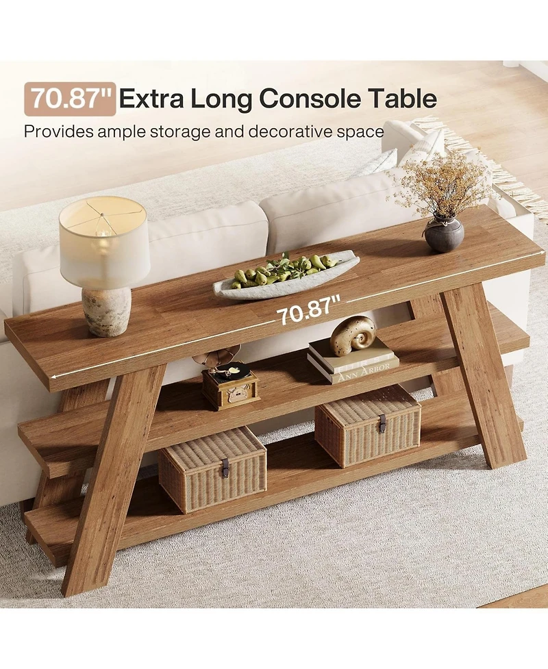 Slickblue Entryway Console Table with 3-Tier Storage Shelves for Farmhouse Decor