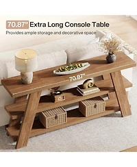Slickblue Entryway Console Table with 3-Tier Storage Shelves for Farmhouse Decor