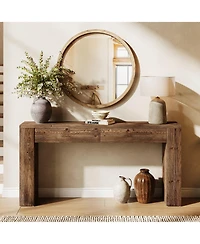 Slickblue 63" Solid Wood Console Table with Hidden Storage Drawers