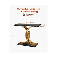 Slickblue Narrow Entryway Console Table, Modern Sofa Table with Wood Top and Metal Legs for Living Room