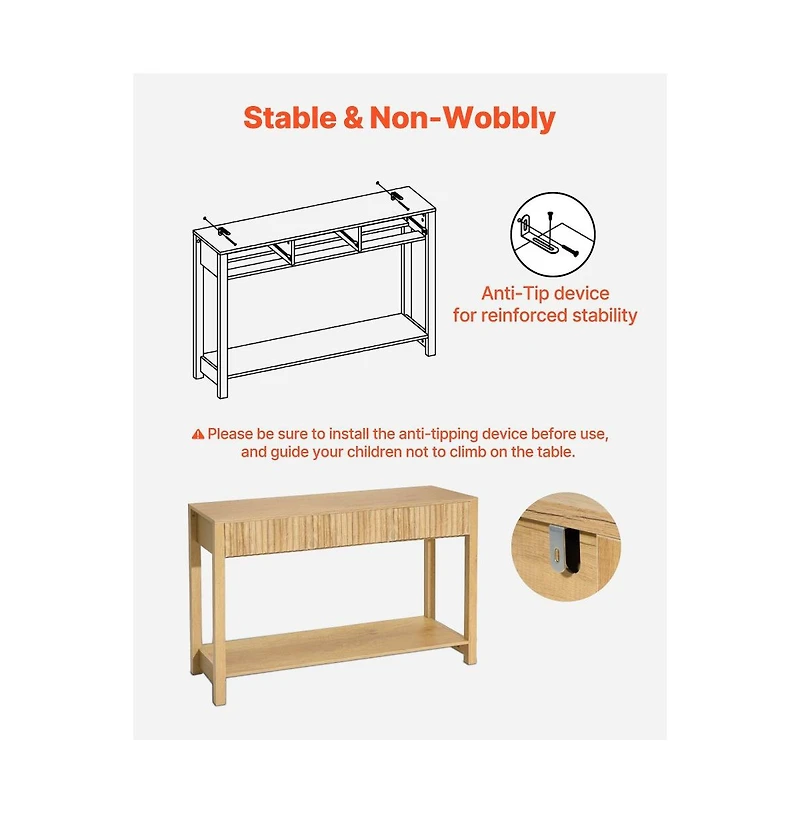 Slickblue Wooden Entryway Console Table with Drawers, Bottom Storage Shelf, Behind Couch Table for Home Decor