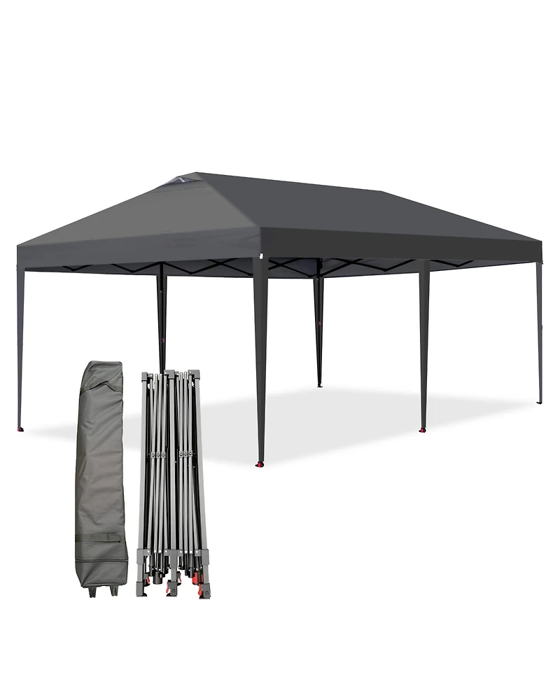 homfan Pop Up Canopy with Wheeled Bag, Heavy Duty Beach Tent, One-Push Setup Party Tent, Waterproof Sun Shelter with Weight Bags, Stakes and Ropes