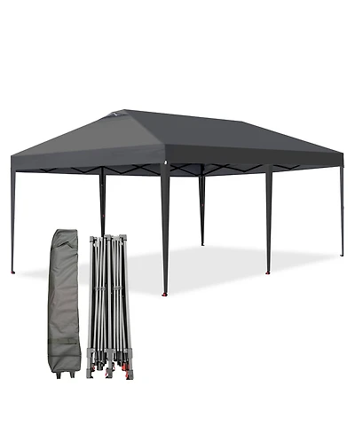 homfan Pop Up Canopy with Wheeled Bag, Heavy Duty Beach Tent, One-Push Setup Party Tent, Waterproof Sun Shelter with Weight Bags, Stakes and Ropes