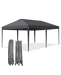 homfan Pop Up Canopy with Wheeled Bag, Heavy Duty Beach Tent, One-Push Setup Party Tent, Waterproof Sun Shelter with Weight Bags, Stakes and Ropes