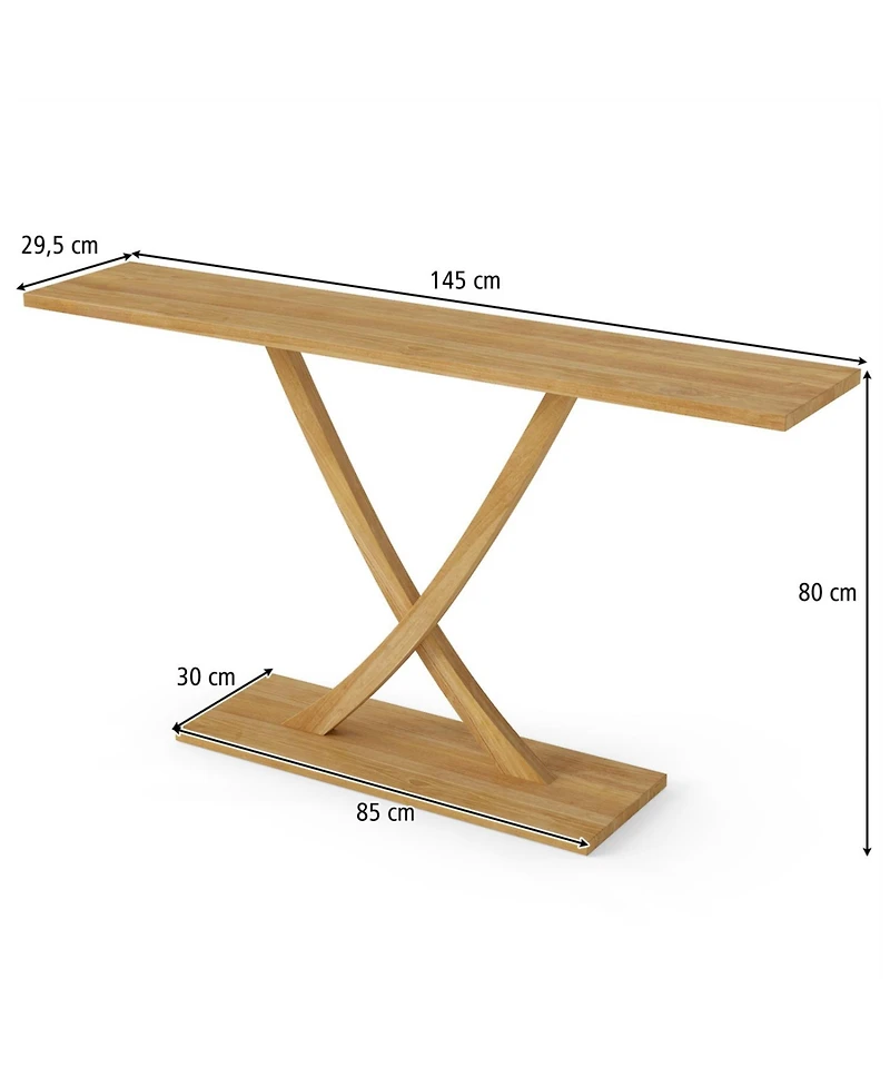 Slickblue Modern 57" Console Table with Teak Wood Frame and Geometric Style