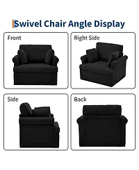 homfan Mid Century 360 degrees Swivel Armchair with 2 Pillows,Modern Chair Corduroy Ergonomic Lounge Reading Chairs