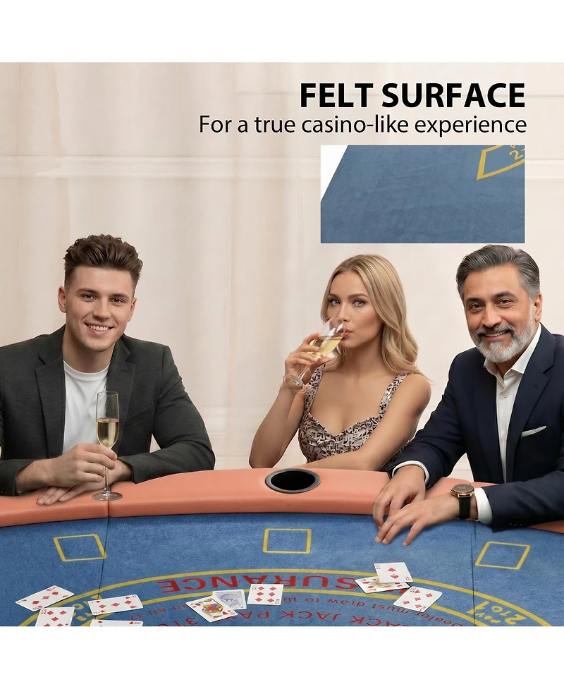 Soozier 72" Foldable Poker Table, 8-Player jack Table,
