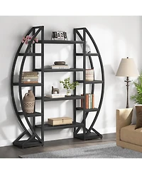 Tribesigns 5-Tier Oval Bookshelf with Industrial Frame