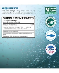 Healths Harmony Purified Omega 7 Softgel Capsules, Provinal Peruvian Anchovy Fish Oil Supplement, Health's Harmony, 30 Count