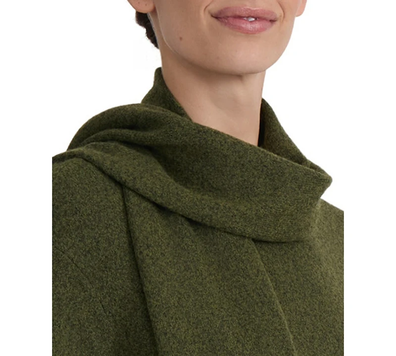 Jones New York Women's Detachable Fringe Scarf Turtleneck Sweater