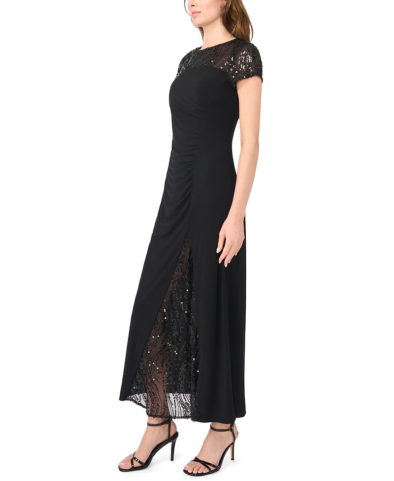 Msk Petite Split Sleeve Overlay Max Sequin Side-Slit Dress