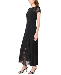 Msk Petite Split Sleeve Overlay Max Sequin Side-Slit Dress