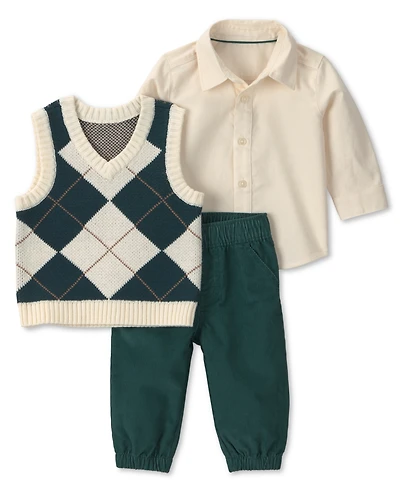 Carter's Baby Boys' Argyle Sleeveless Vest, Shirt and Pants, 3-Piece Set