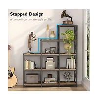 Tribesigns 12-Shelf Ladder Bookshelf with 9 Cubes