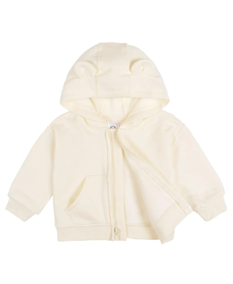 Gerber Baby 0M-24M Neutral Zip Front Sweatshirt, Artic Wolf