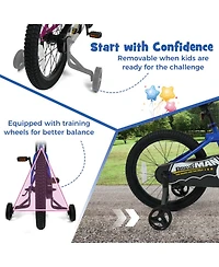 Hongge 18-Inch Kids Bike with Removable Training Wheels and Dual Hand Brakes, 132 lbs Capacity, Ages 4-8