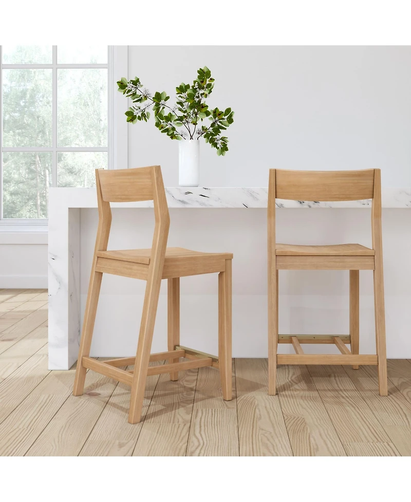 Plank+Beam 38 Inch Counter Height Chair, Solid Wood Dining Chair for Kitchen Island, Breakfast Barstool Seating