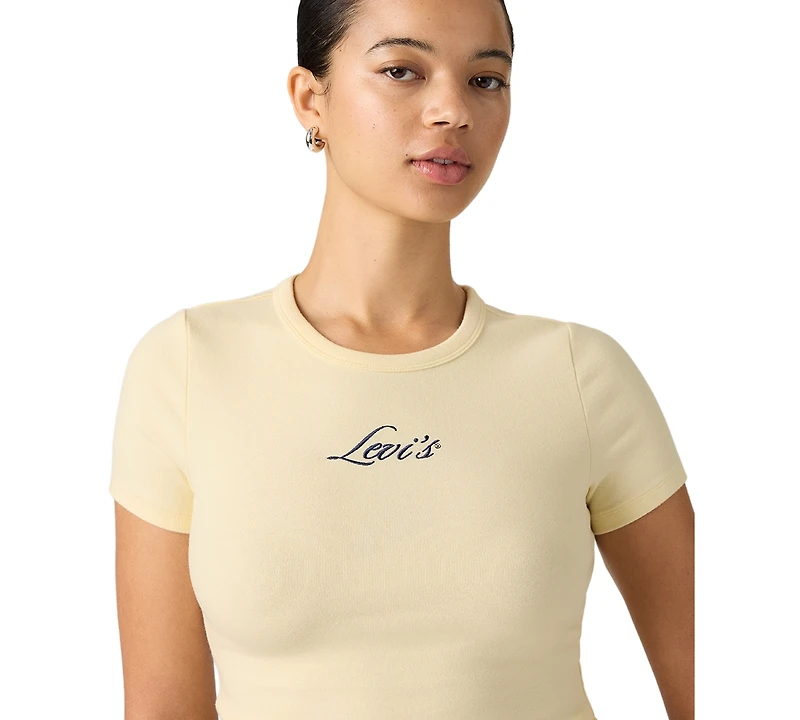 Levi's Women's Hayes Short-Sleeves Tee Rib-Knit Embroidered Logo T-Shirt